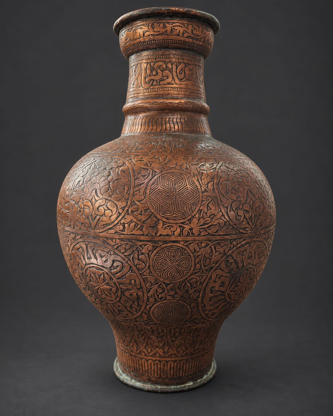 Rare Ottoman Hand embossed Brass Surahi (Pot)